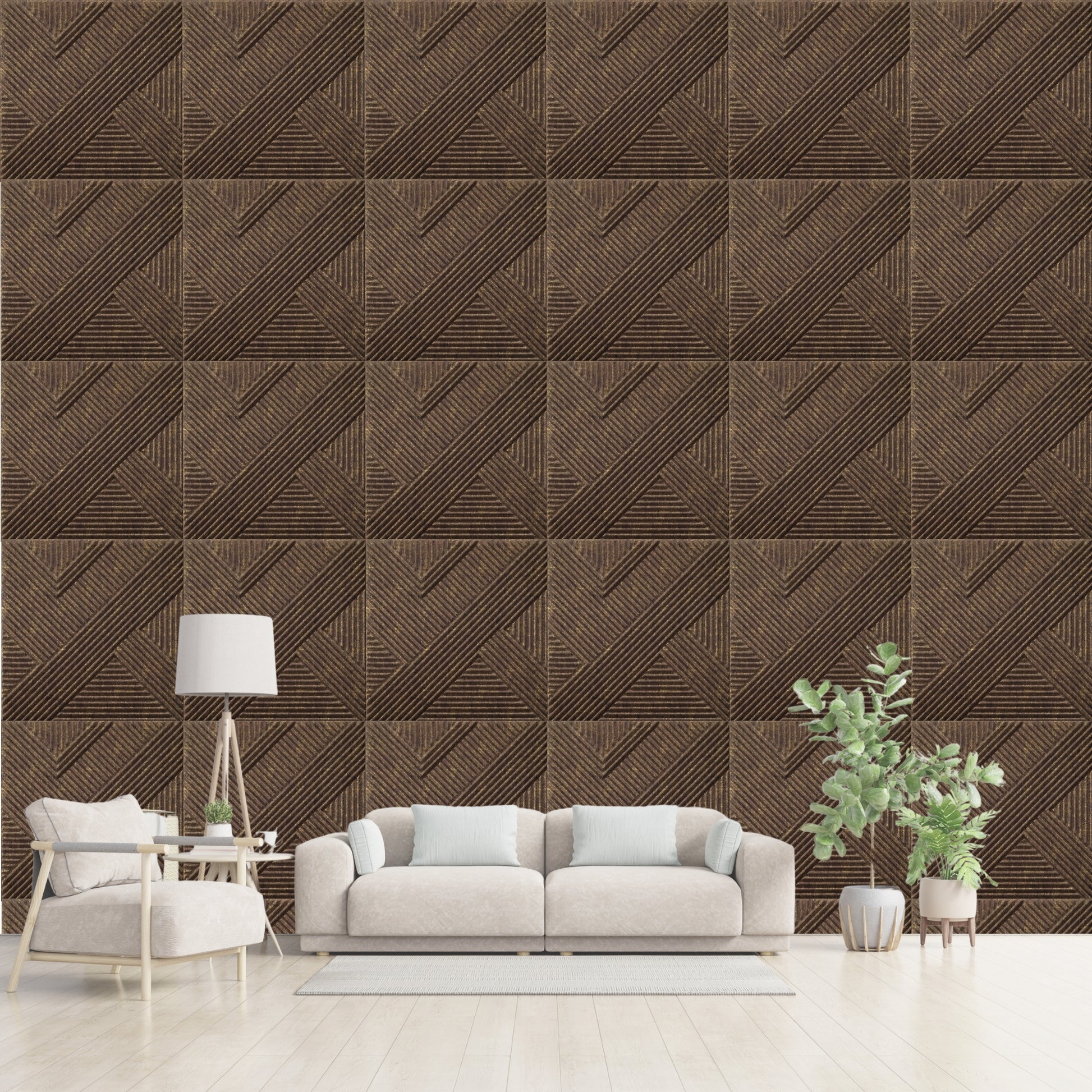 Magnum Brown Self Adhesive Panels Line Abstract Design