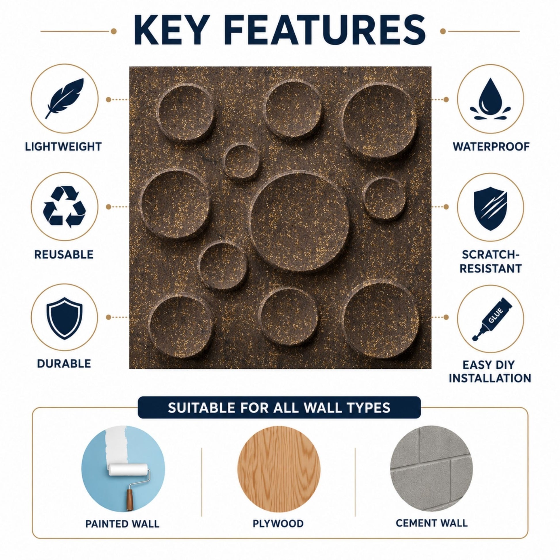 Magnum Brown Moon Design 3D Wall Panel-2