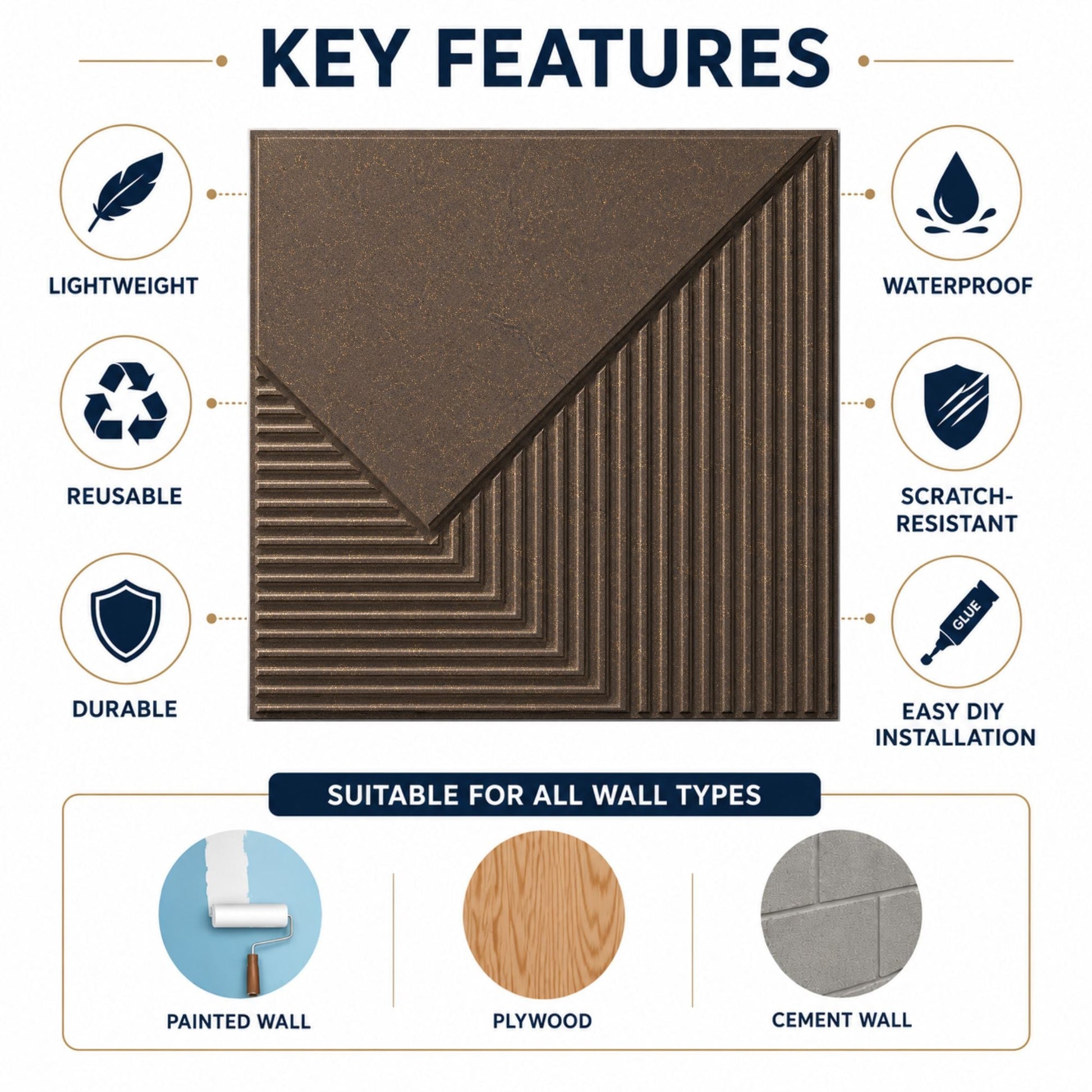 Magnum Brown Plaina Design 3D Wall Panel-2