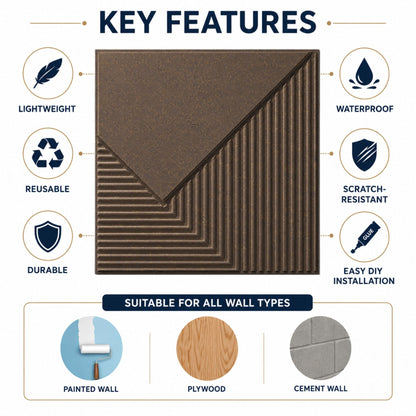 Magnum Brown Plaina Design 3D Wall Panel-2