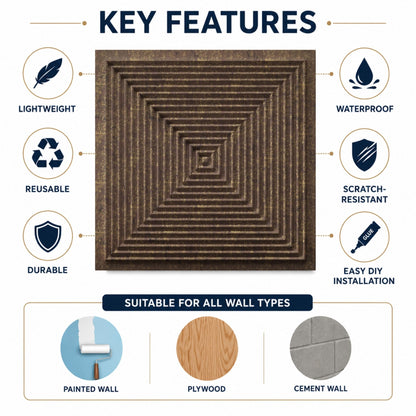 Magnum Brown Pyramid Design 3D Wall Panel-2