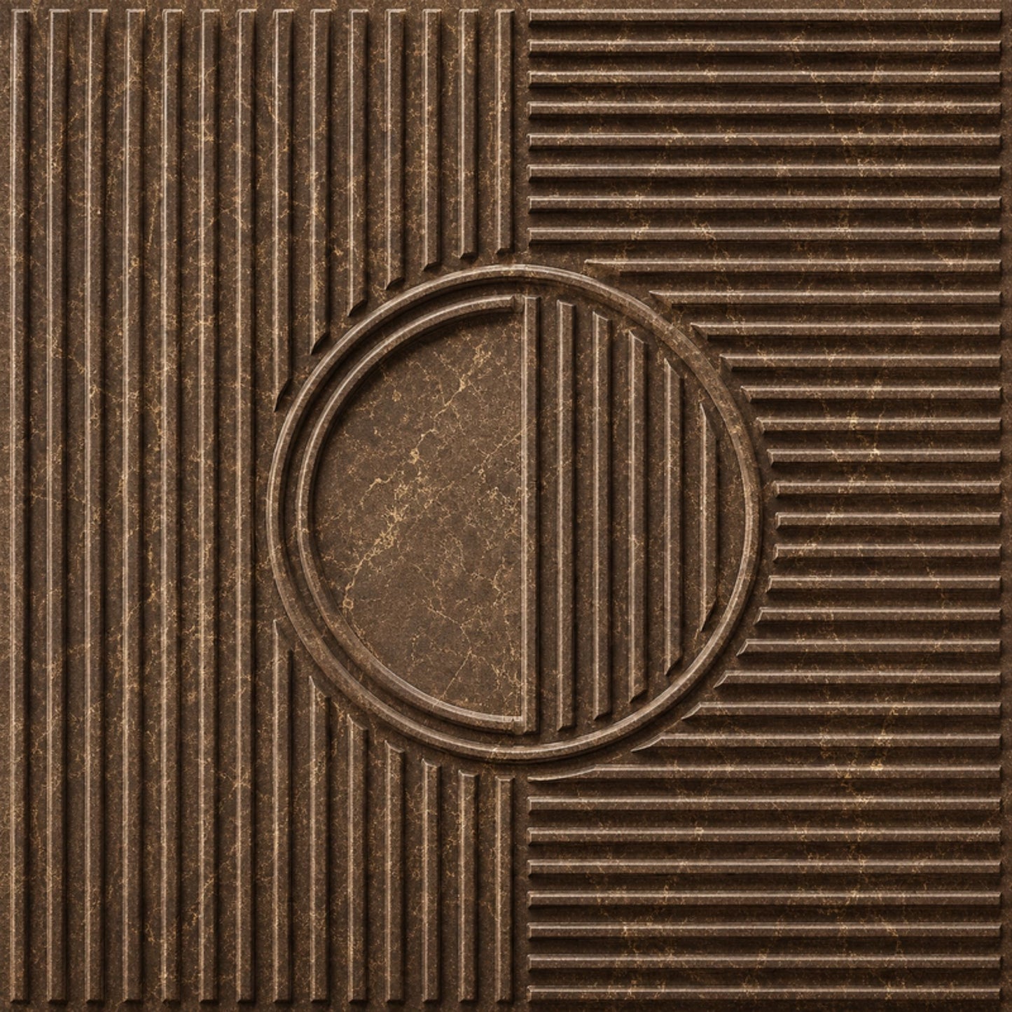 Magnum Brown Self Adhesive PVC wall Panels Fluted Circle Design
