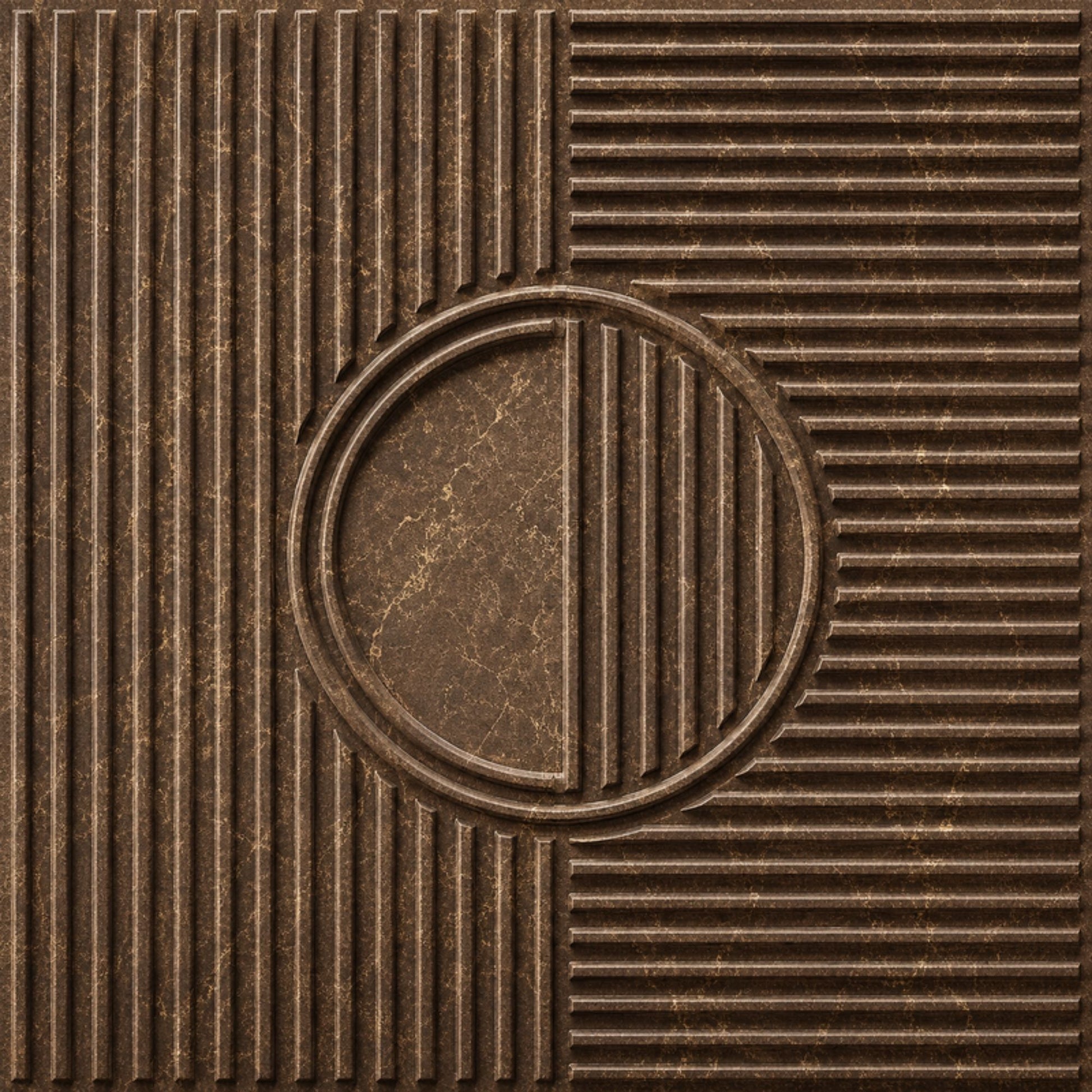 Magnum Brown Self Adhesive PVC wall Panels Fluted Circle Design
