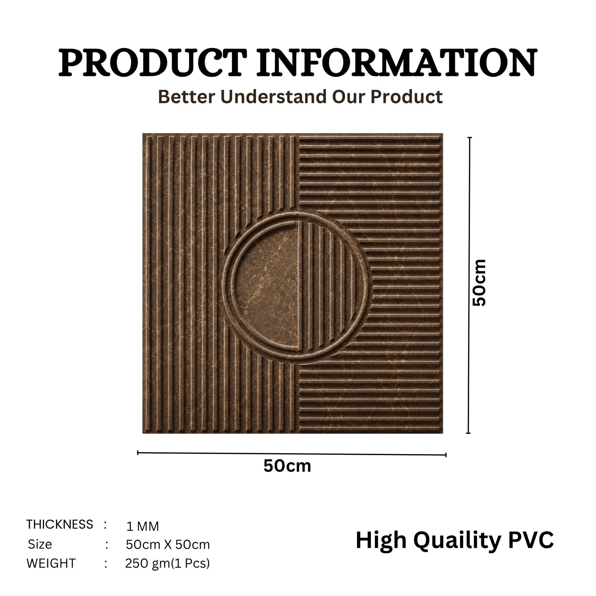 Magnum Brown Self Adhesive PVC wall Panels Fluted Circle Design
