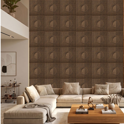 Magnum Brown Self Adhesive PVC wall Panels Fluted Circle Design
