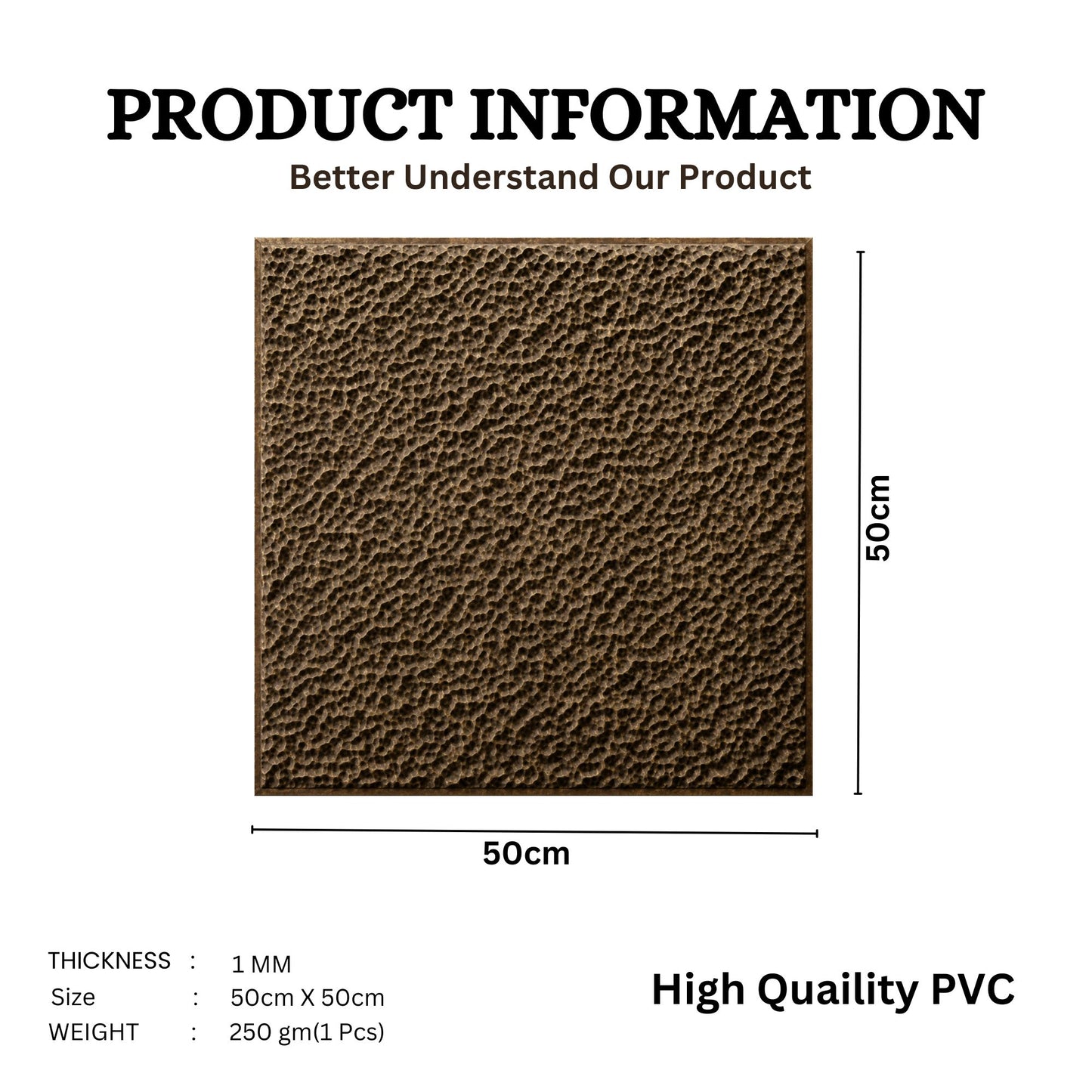 Magnum Brown Self Adhesive PVC wall Panels Textured Design
