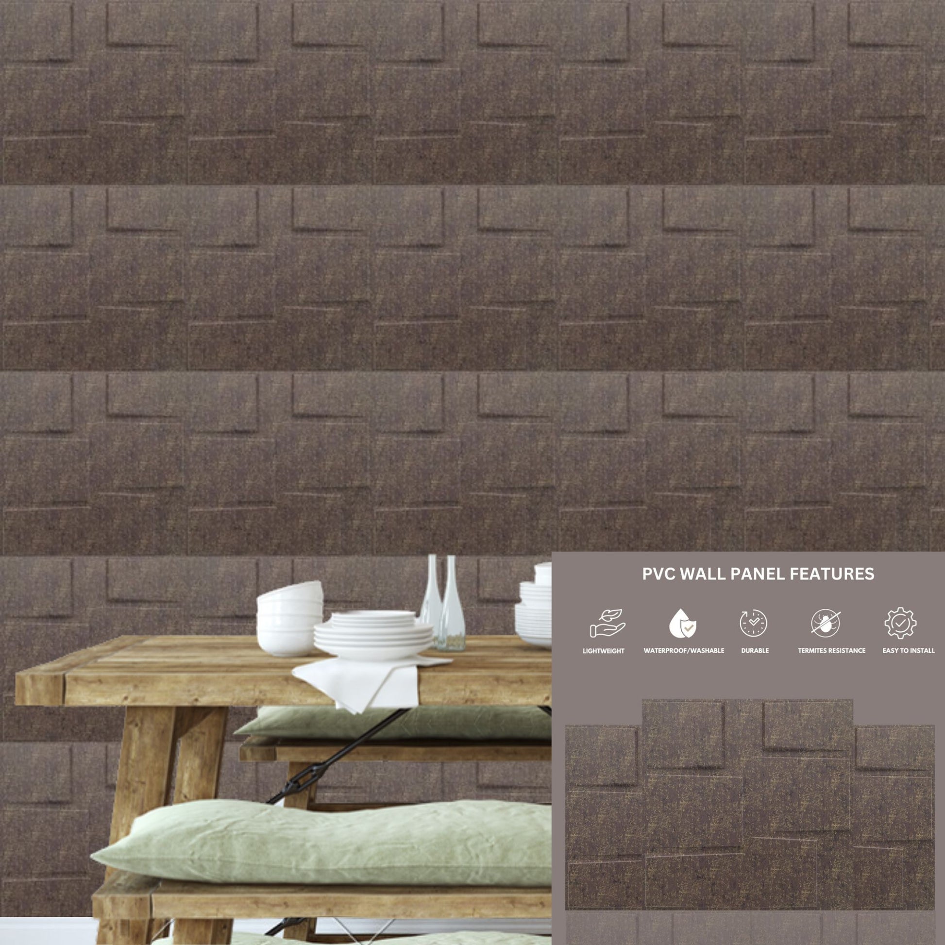 Magnum Brown Stream Design 3D Wall Panel-2