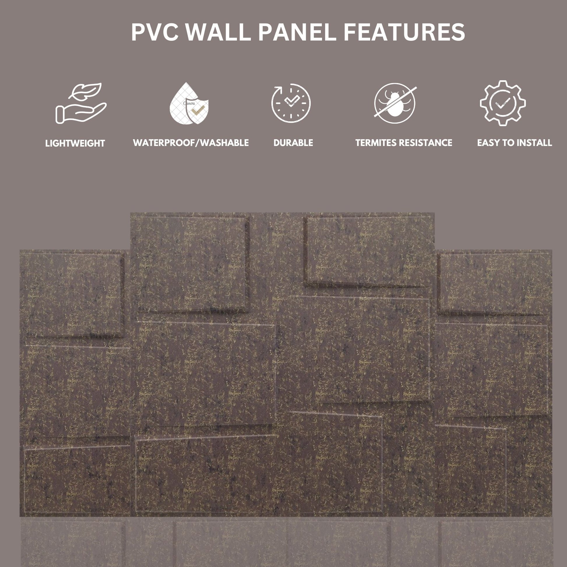 Magnum Brown Stream Design 3D Wall Panel-3