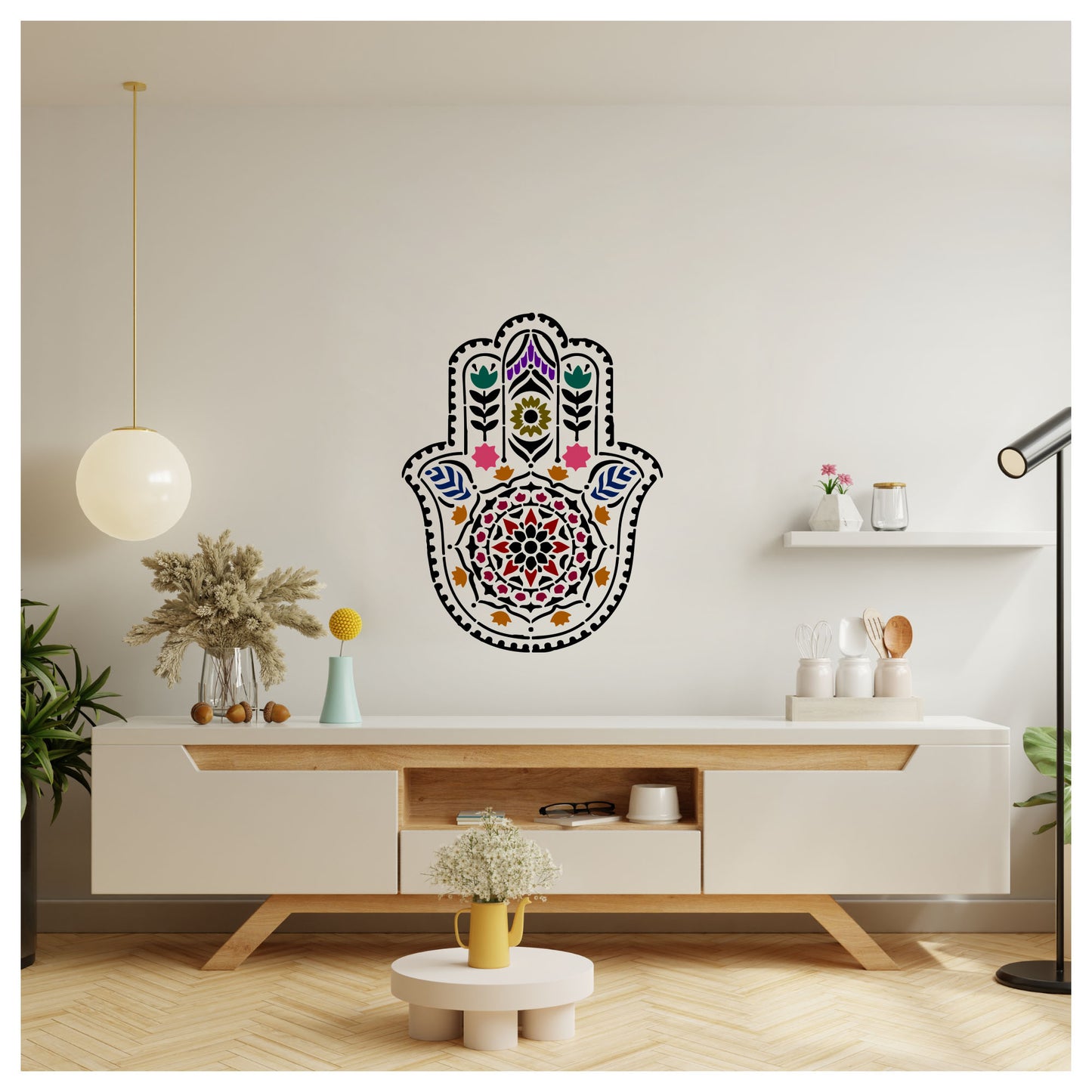 Hamsa Mandala Design Stencil for Wall Painting (KDMD1489)