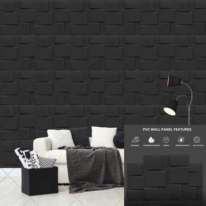Matt Black Stream Design 3D Wall Panel-2