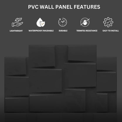Matt Black Stream Design 3D Wall Panel-3