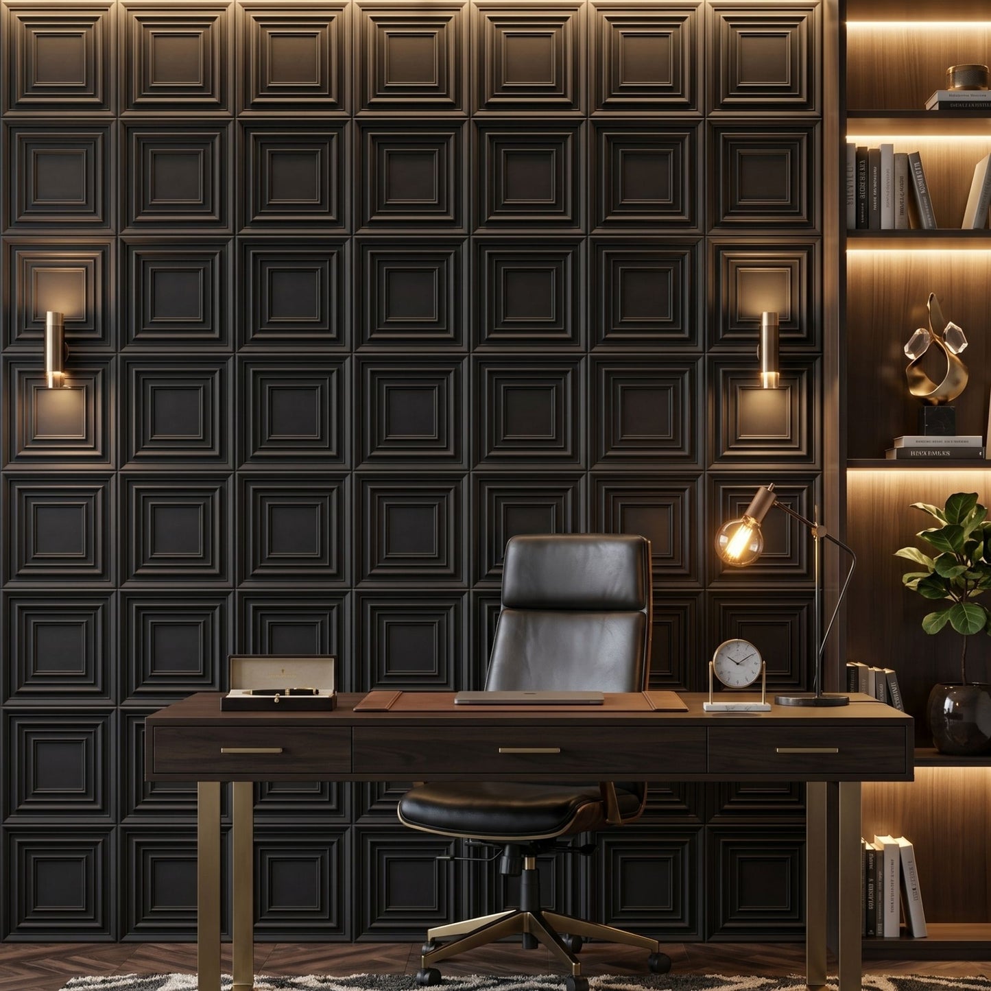 Matt Black 3D Wall Panels Accent Design1