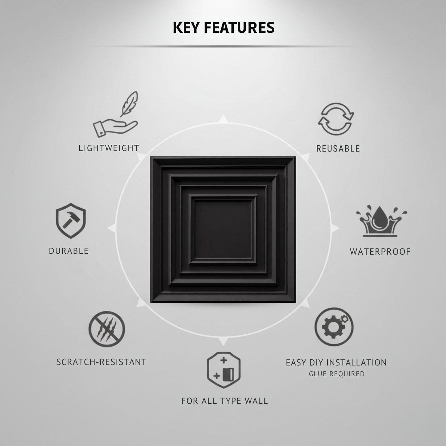 Matt Black 3D Wall Panels Accent Design2