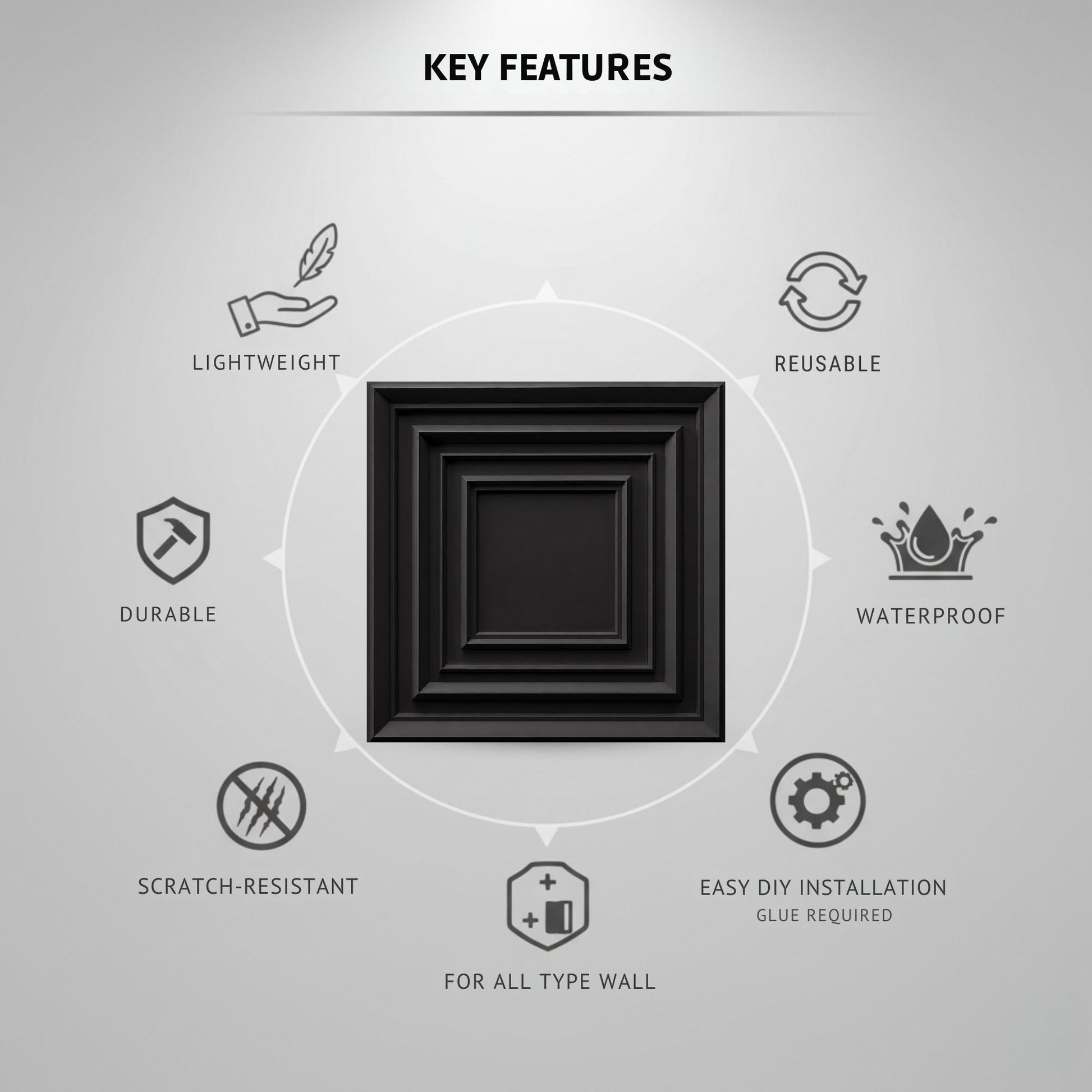 Matt Black 3D Wall Panels Accent Design2