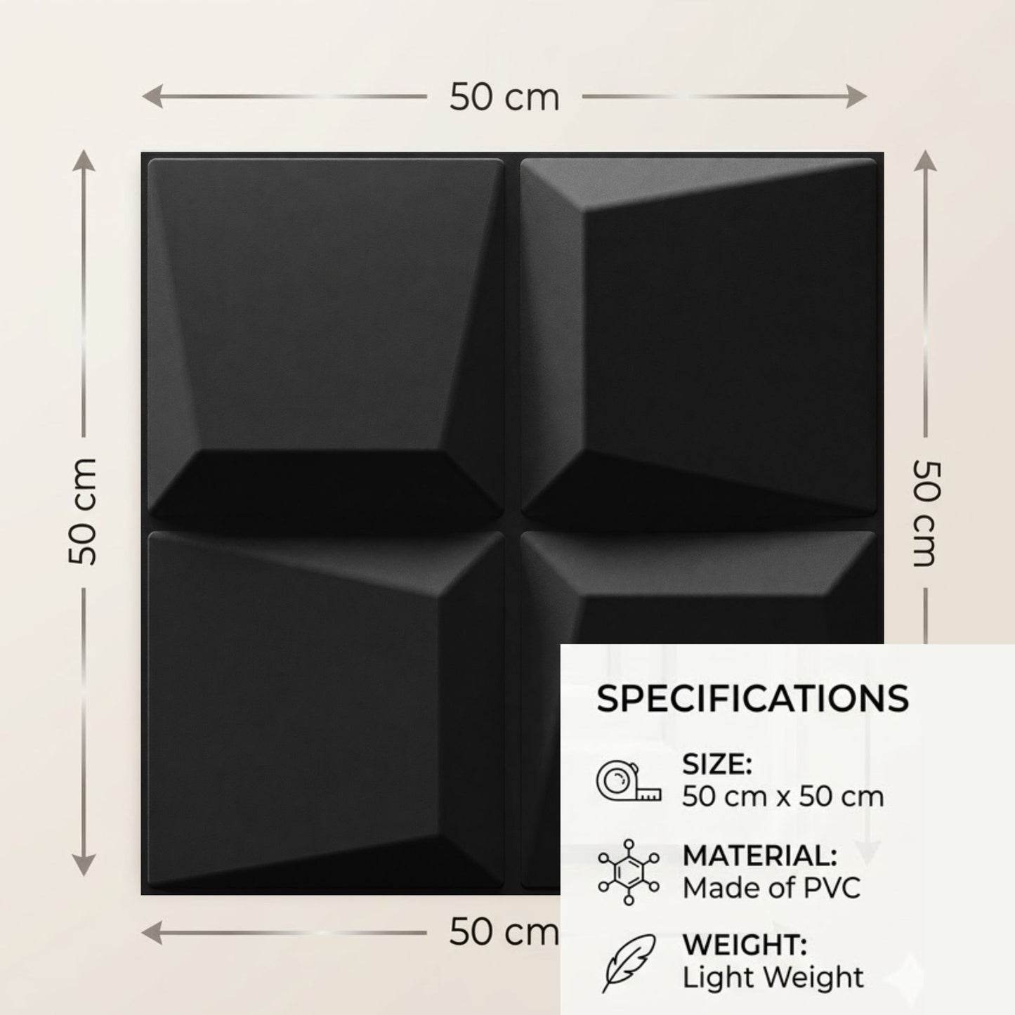Matt Black 3D Wall Panels Cube Design-4