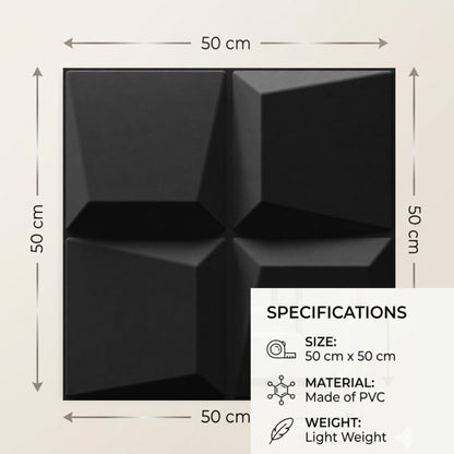 Matt Black 3D Wall Panels Cube Design-4