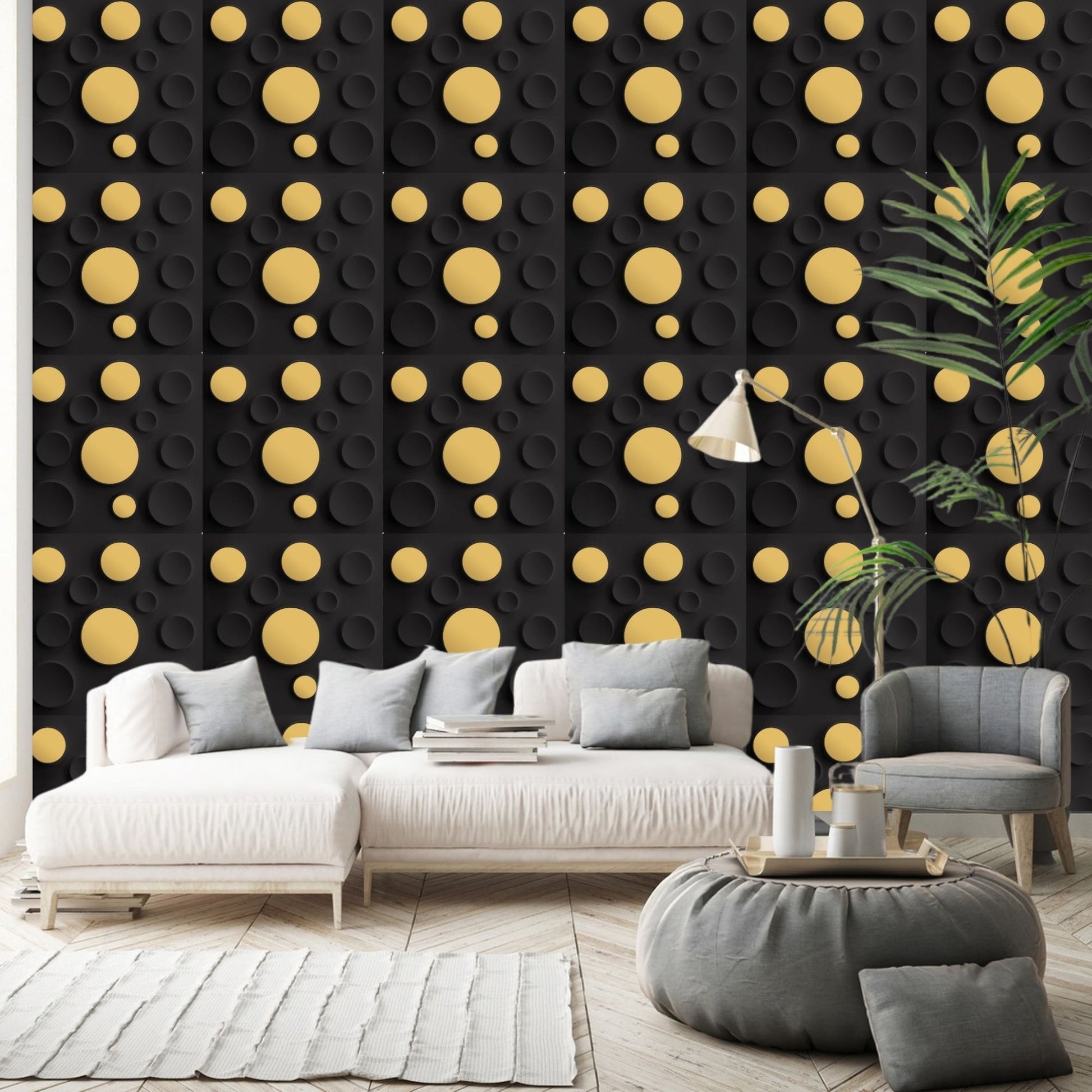 Matt Black Acrylic Moon Design 3D Wall Panel-1