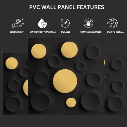 Matt Black Acrylic Moon Design 3D Wall Panel-2