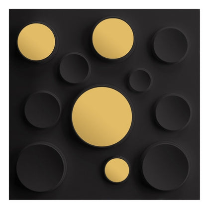 Matt Black Acrylic Moon Design 3D Wall Panel
