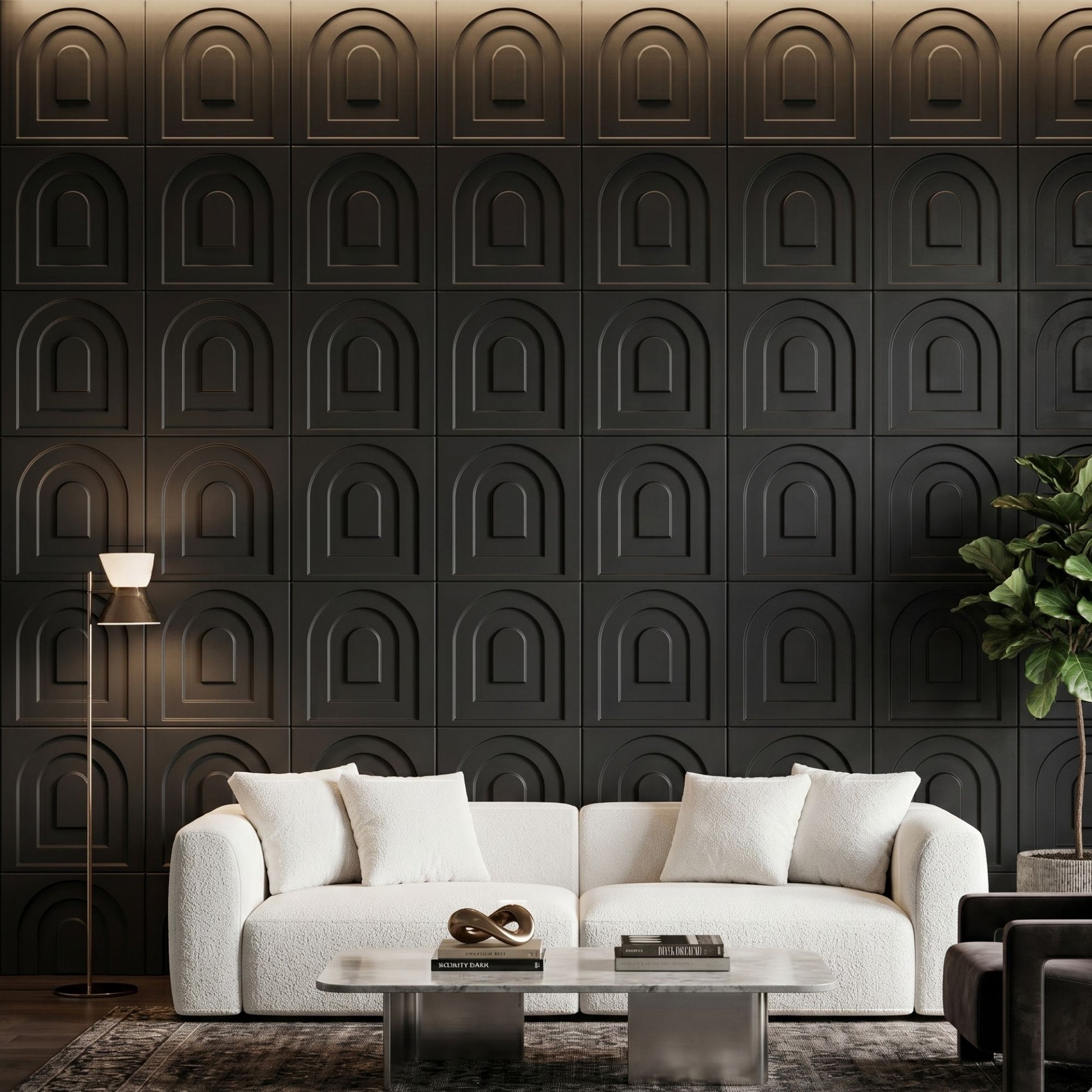 Matt Black Archi Design 3D Wall Panel-1