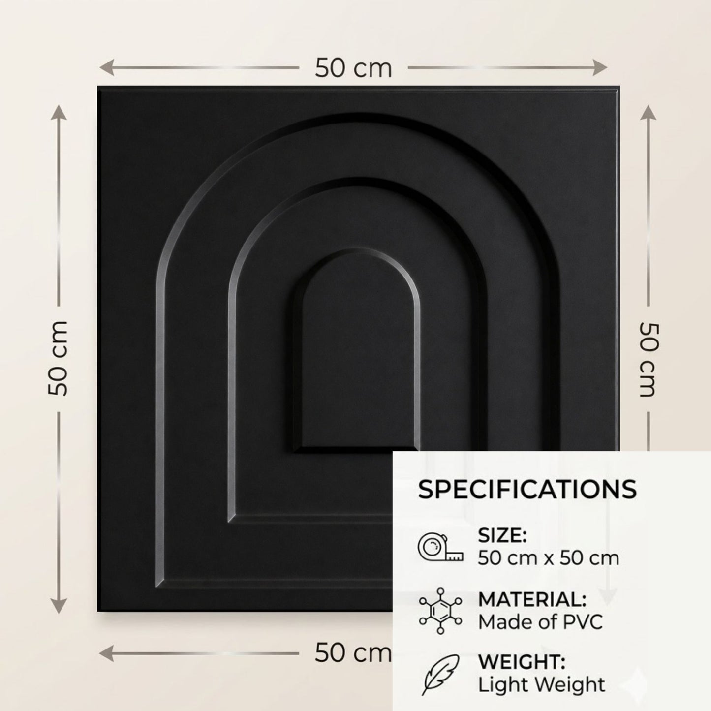 Matt Black Archi Design 3D Wall Panel-2
