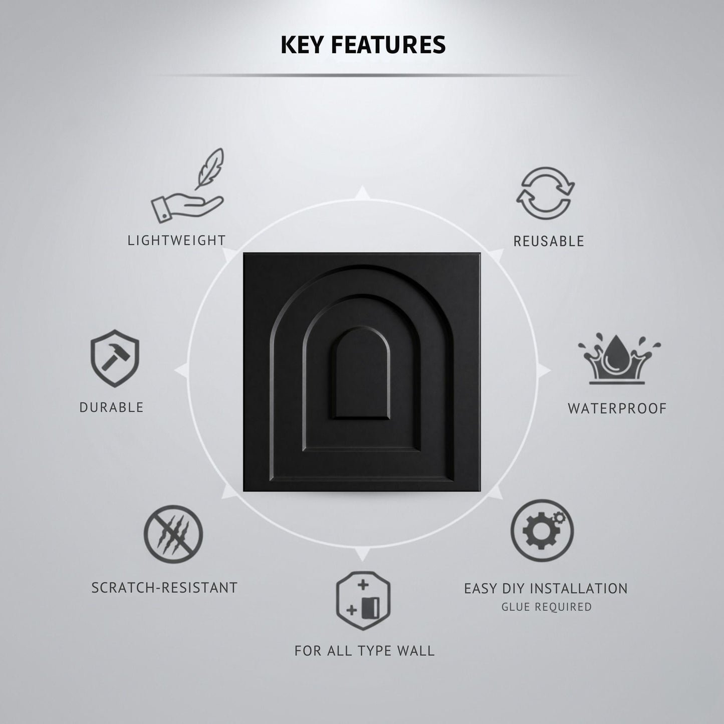 Matt Black Archi Design 3D Wall Panel-3
