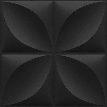 Matt Black Butterfly Design 3D Wall Panel Front View