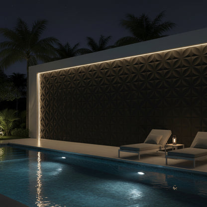 Matt Black Butterfly Design 3D Wall Panel Front View