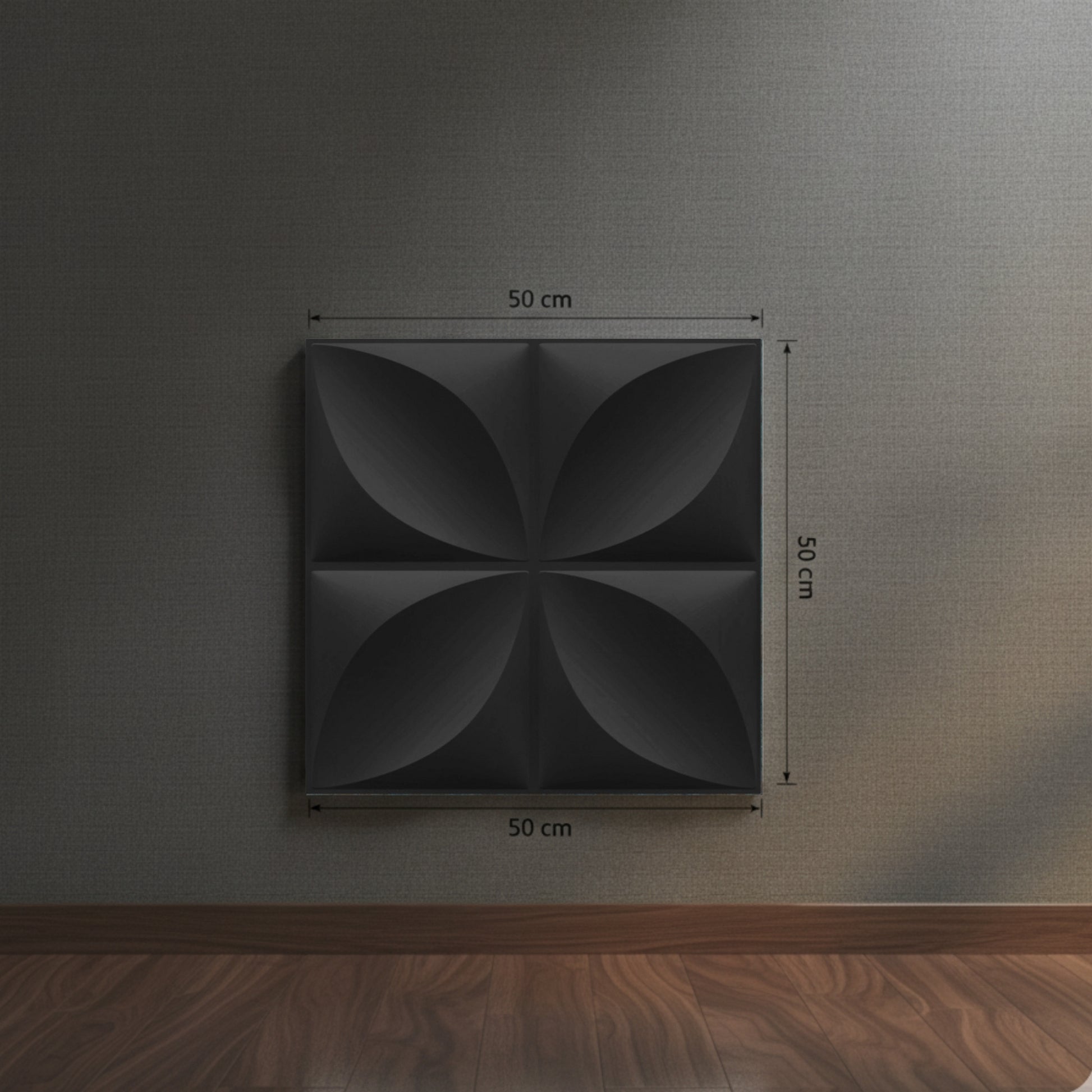 Matt Black Butterfly Design 3D Wall Panel Front View
