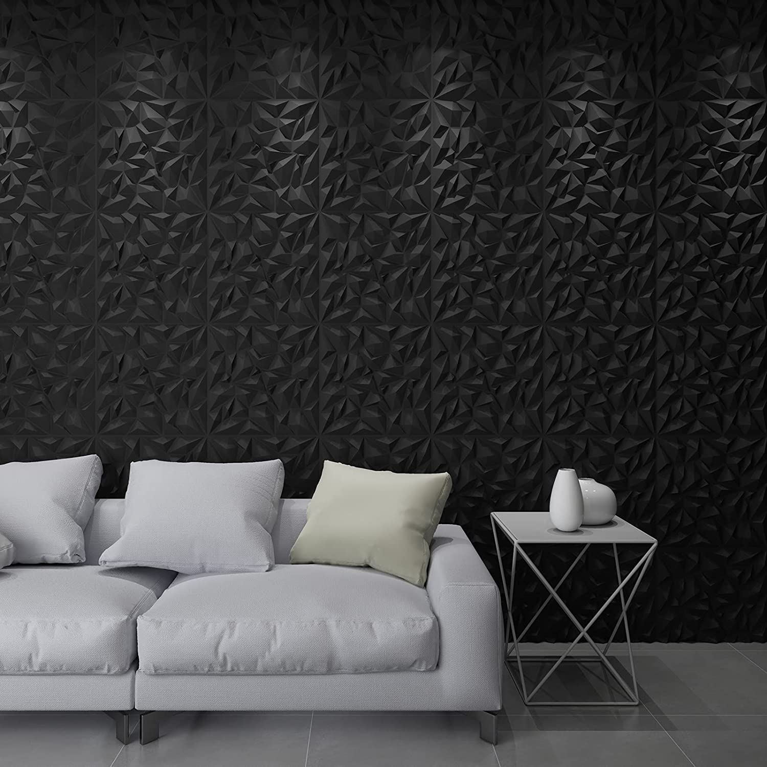 Matt Black Diamond Design 3D Wall Panel-2