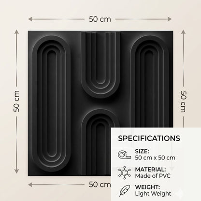 Matt Black Loops Design 3D Wall Panel-4