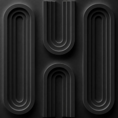 Matt Black Loops Design 3D Wall Panel
