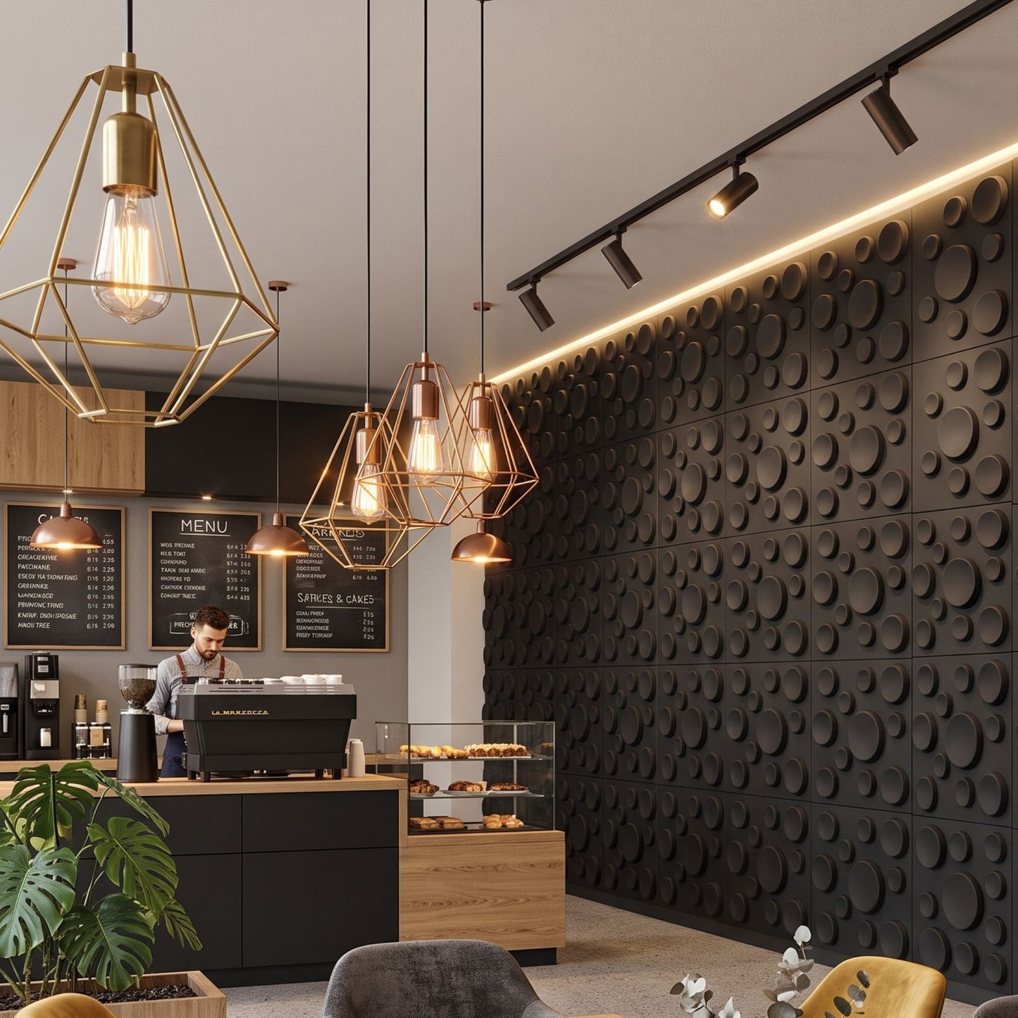 Matt Black Moon Design 3D Wall Panel-1