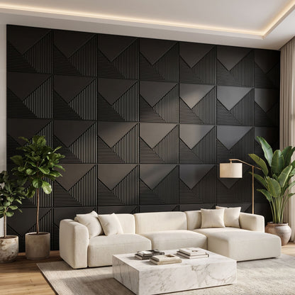 Matt Black Plaina Design 3D Wall Panel-1
