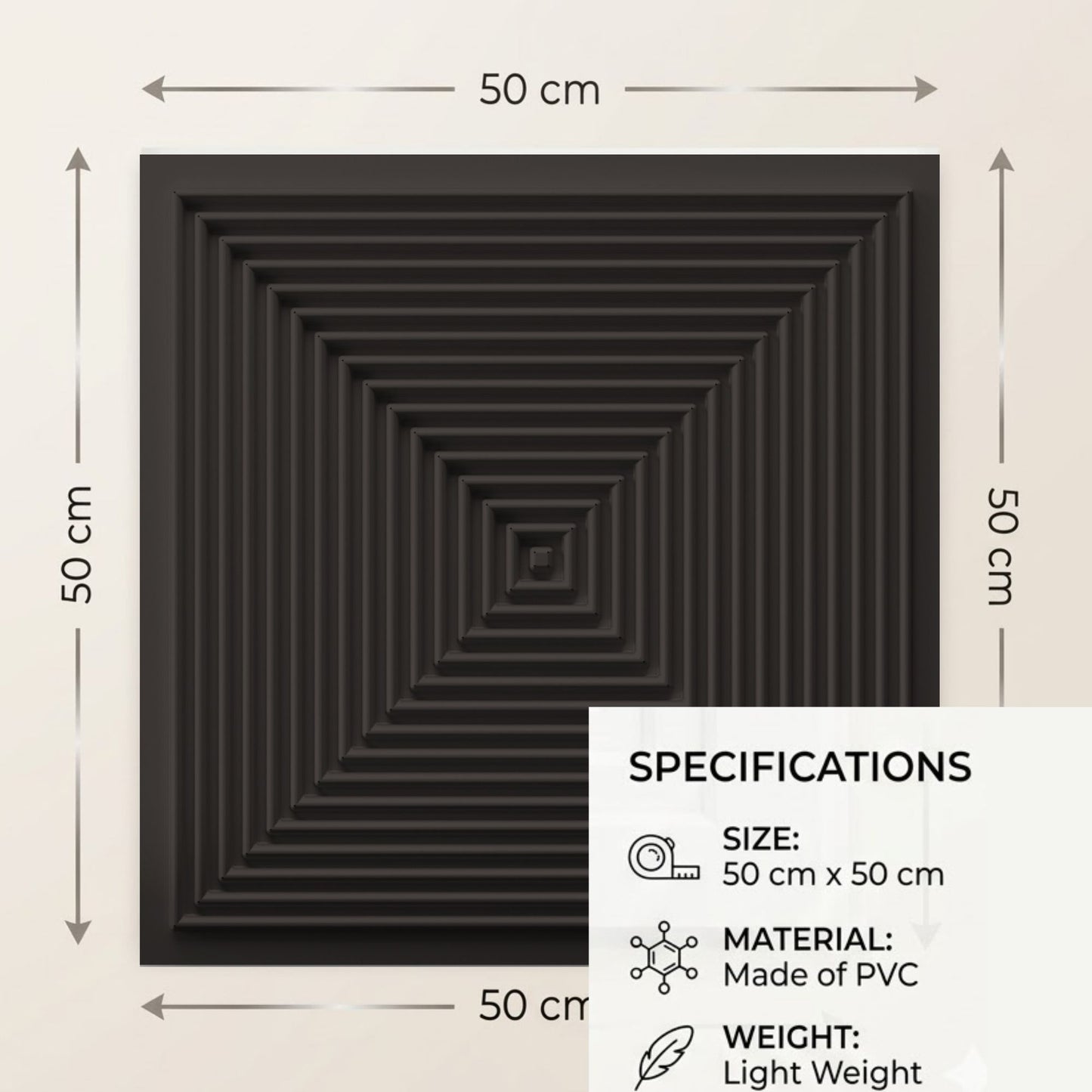 Matt Black Pyramid Design 3D Wall Panel-3