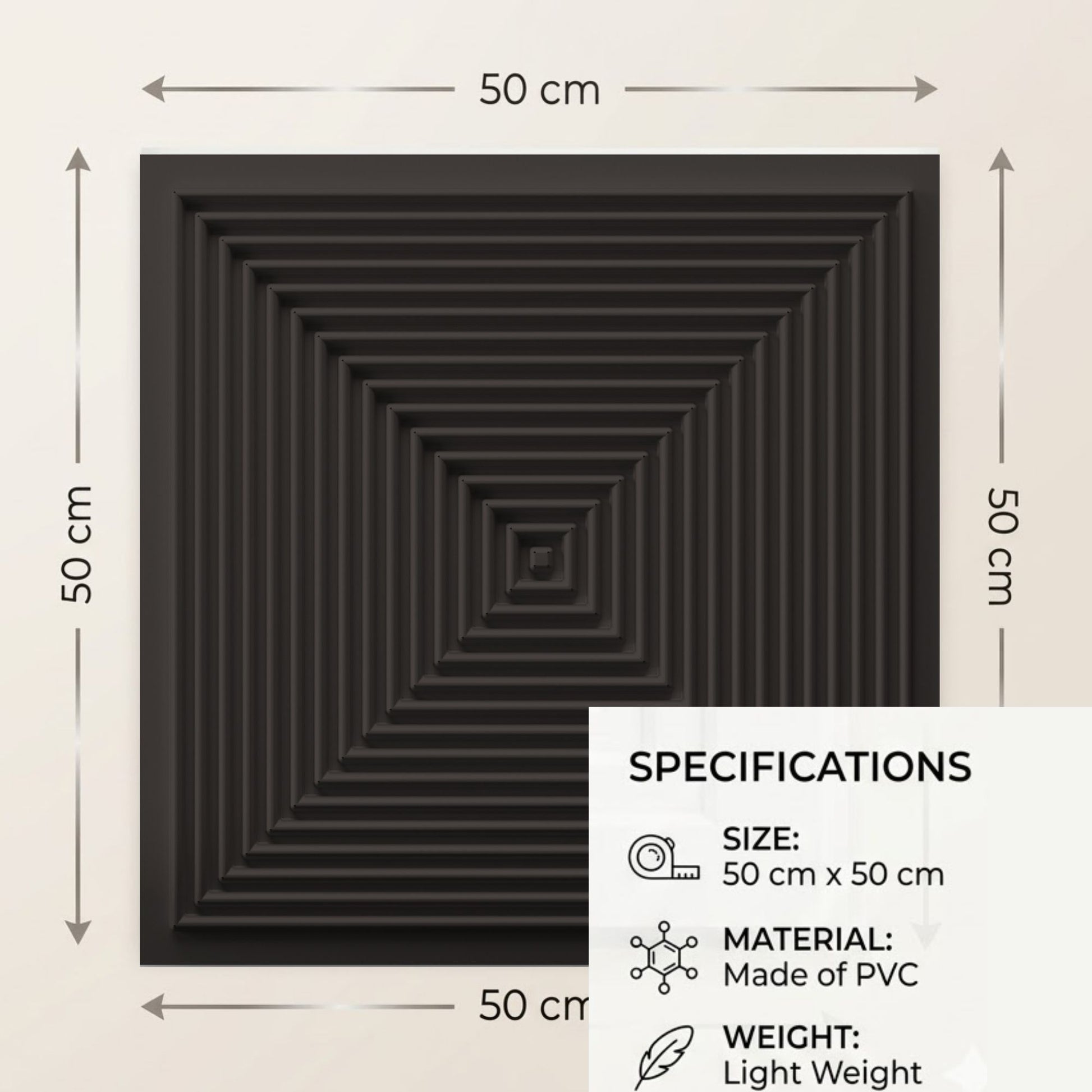 Matt Black Pyramid Design 3D Wall Panel-3