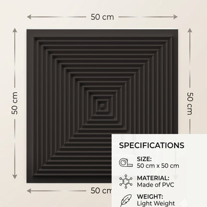 Matt Black Pyramid Design 3D Wall Panel-3