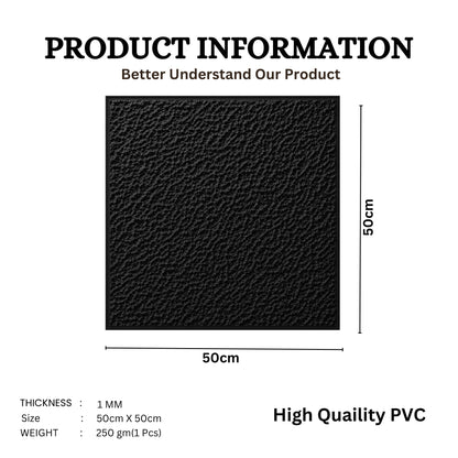Matt Black Self Adhesive PVC wall Panels Textured Design
