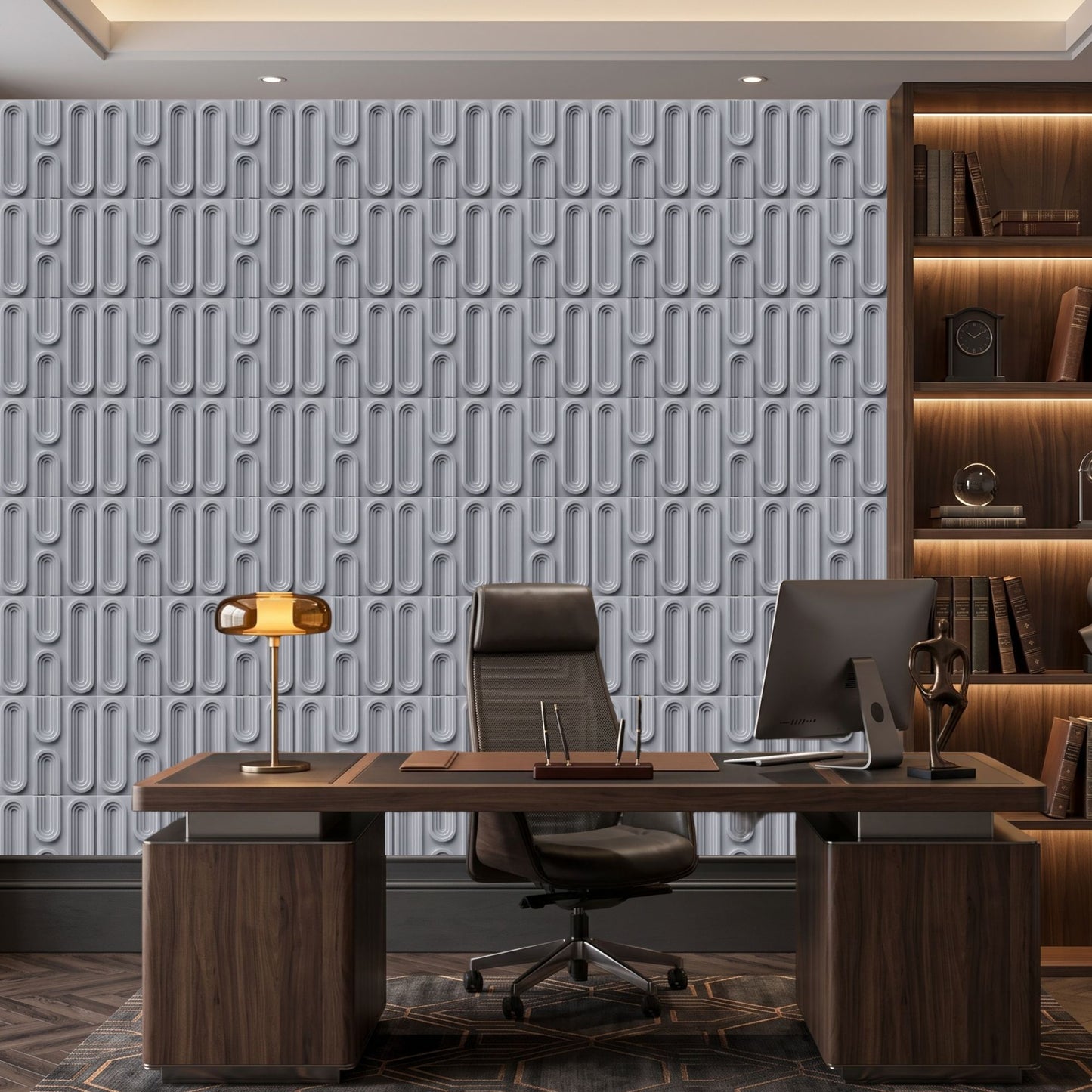 Matt Gray Loops Design 3D Wall Panel-1