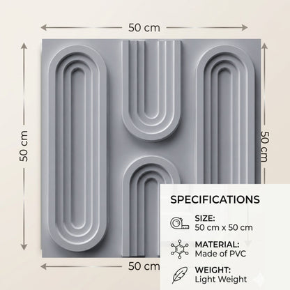 Matt Gray Loops Design 3D Wall Panel-4
