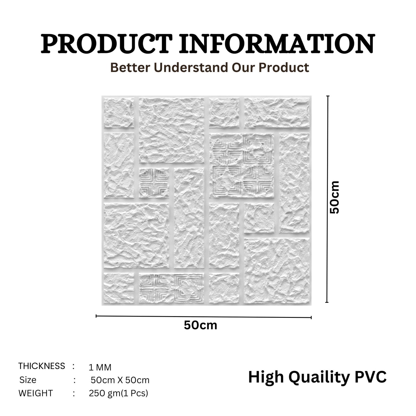 White Self Adhesive Wall Panels Abstract Design