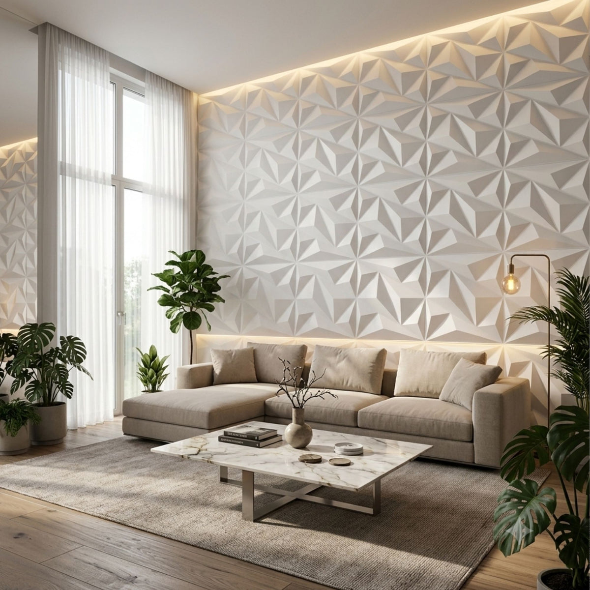 Matt White 3D Wall Panels Alps Design