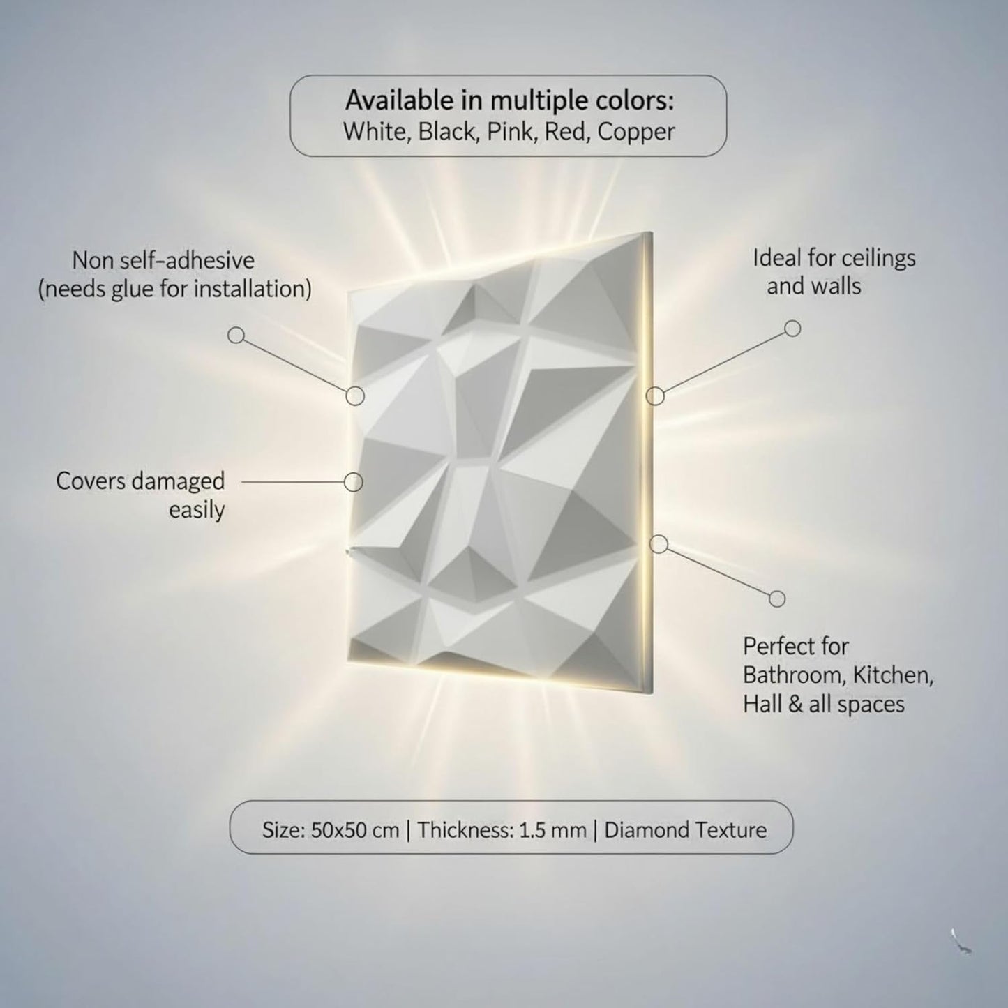 Matt White 3D Wall Panels Stone Design