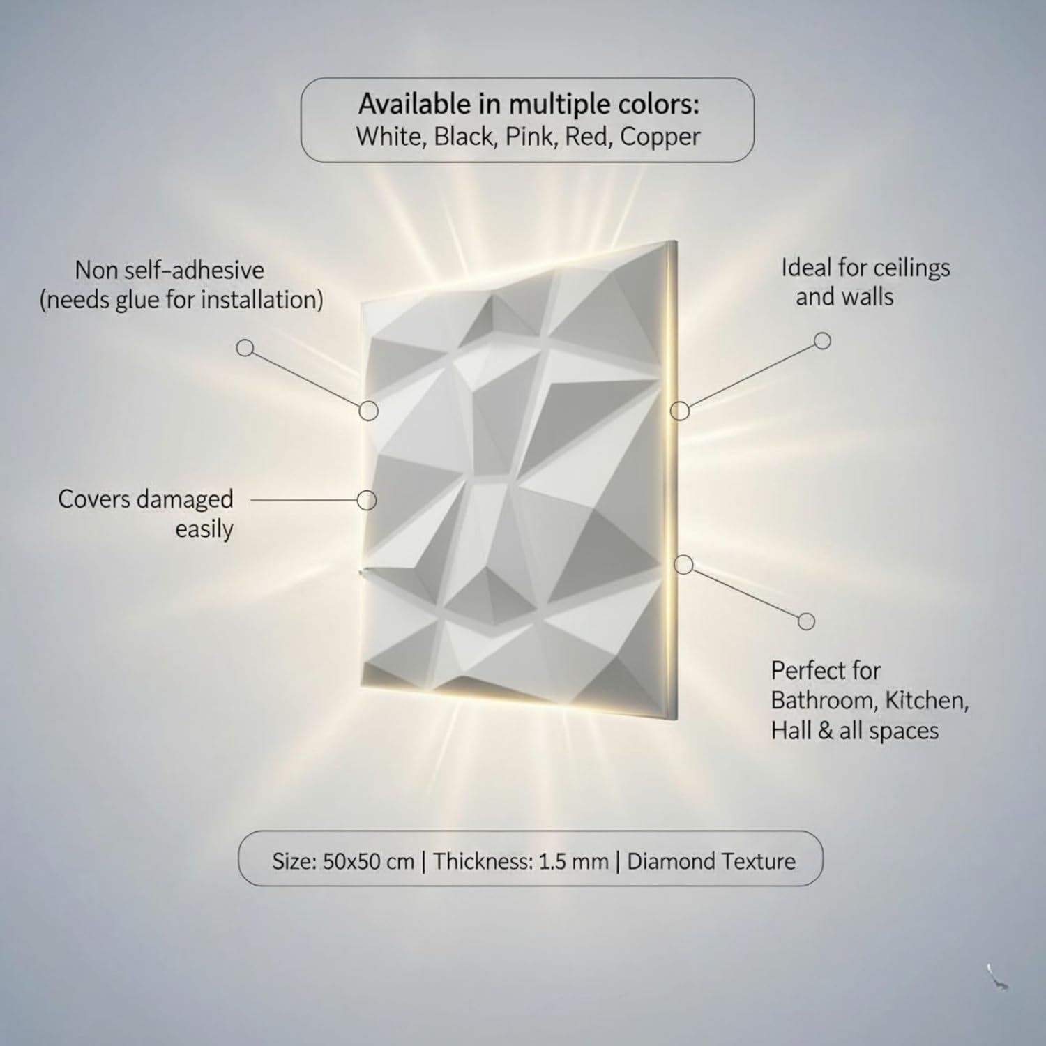 Matt White 3D Wall Panels Stone Design
