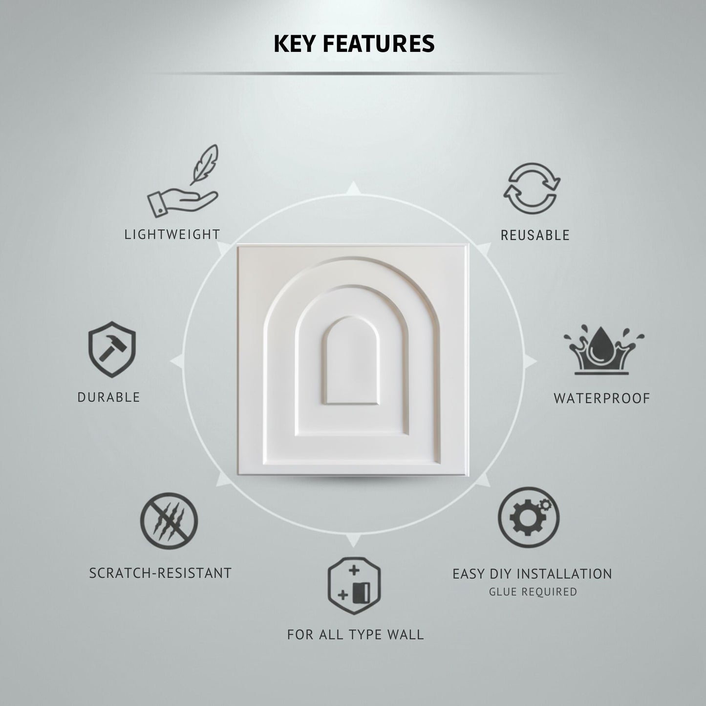 Matt White Archi Design 3D Wall Panel-2