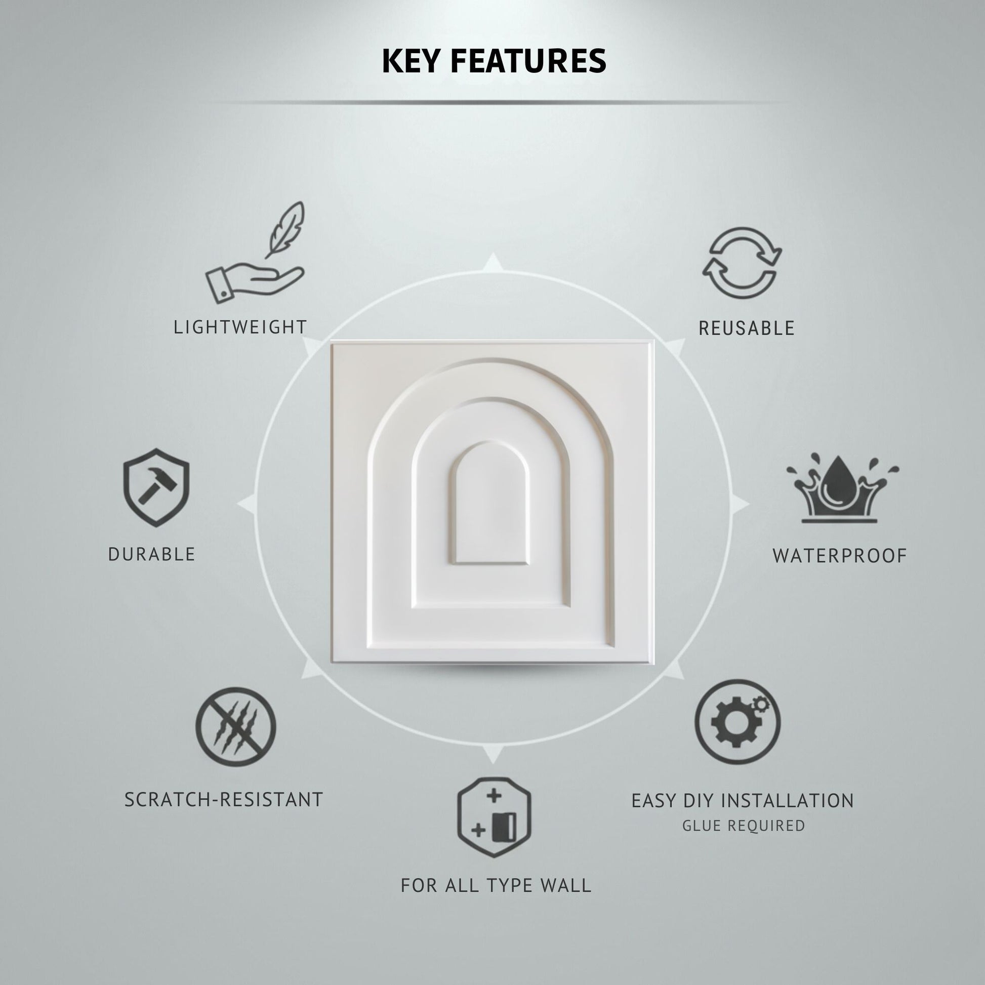 Matt White Archi Design 3D Wall Panel-2