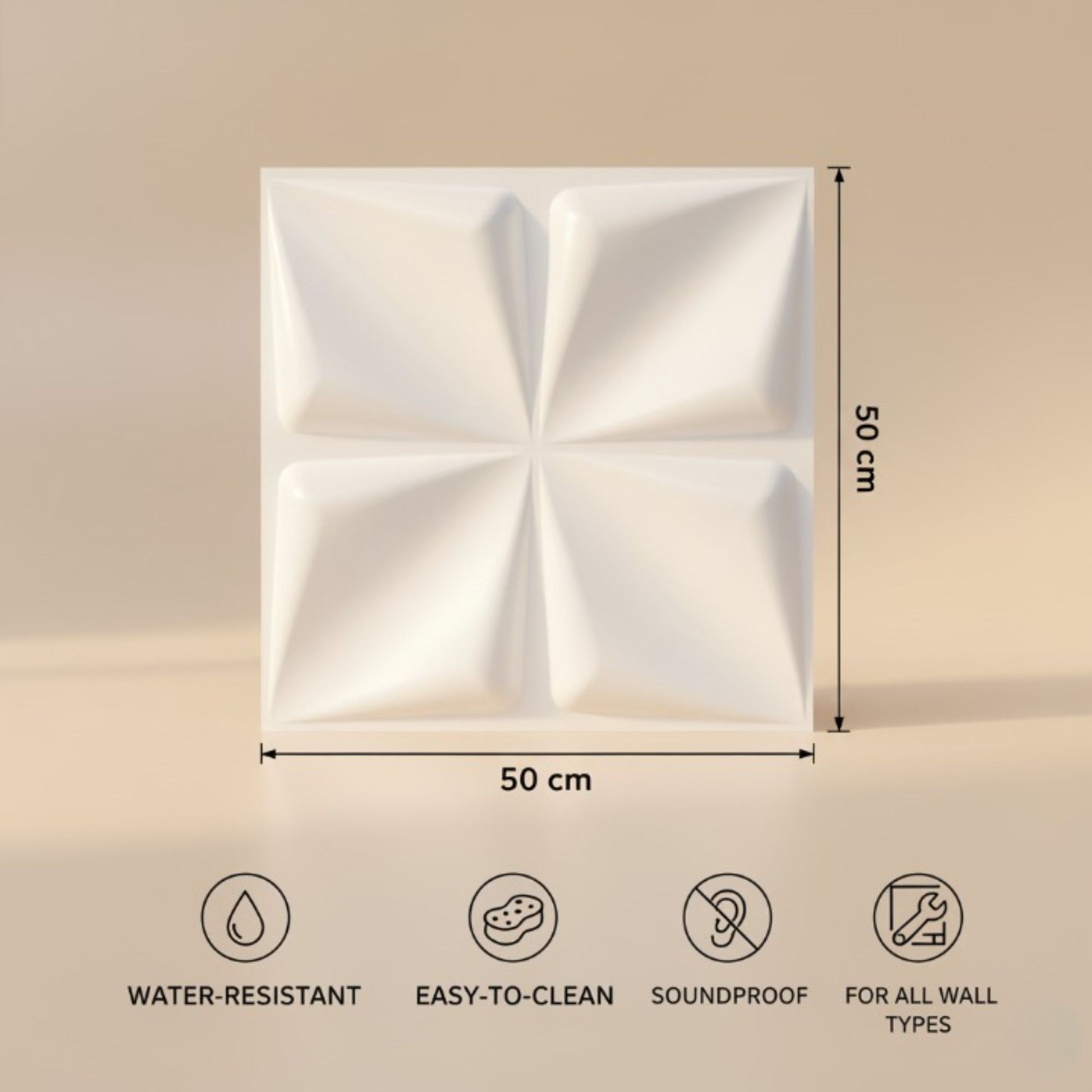 Matt White Bloom Design 3D Wall Panel View-3