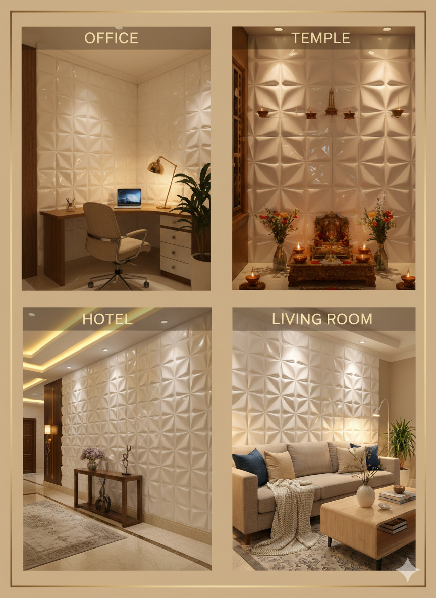 Matt White Bloom Design 3D Wall Panel View-1