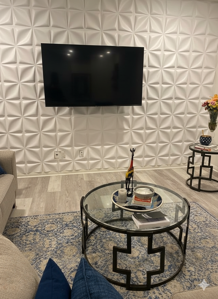 Matt White Bloom Design 3D Wall Panel View-2