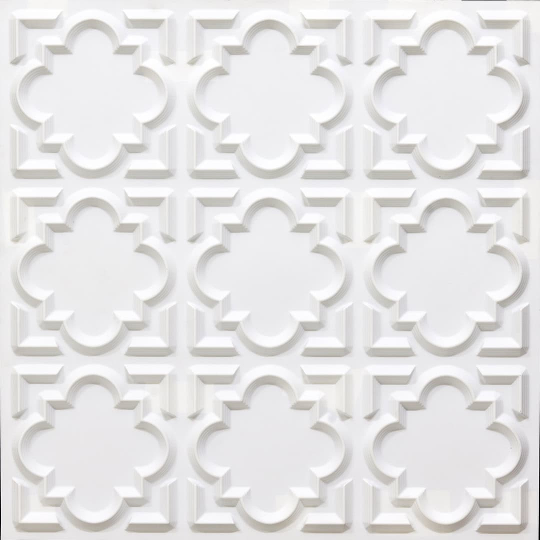 Matt White Color Quatrefoil Design 3D Ceiling Panel